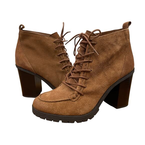 Circus by Sam Edelman Saddle Brown Suede Chunky Heel Bootie Size 8 - Picture 1 of 13